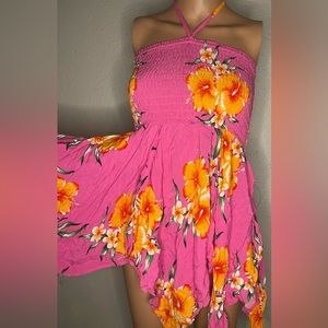Pink Floral halter top from Hawaii. Size medium